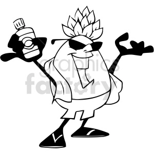 cool pineapple black and white clipart