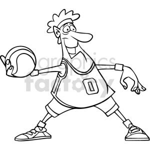 cartoon basketball player passing clipart black and white