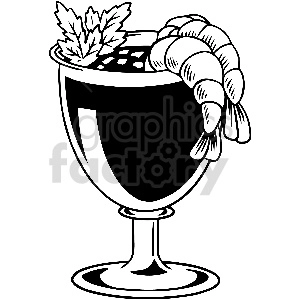 black and white shrimp cocktail vector clipart