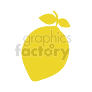 The clipart image shows a lemon-shaped vector design. The design appears to be an artistic representation of a lemon fruit with a textured surface and a stem at the top. It is a stylized graphic illustration that represents the citrus fruit lemon, which is commonly used in food and beverages.
