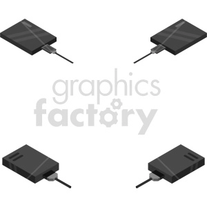 isometric hard disk vector icon clipart bundle