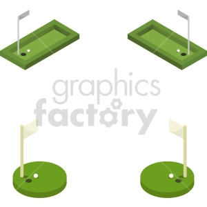 isometric golf course vector icon clipart 1