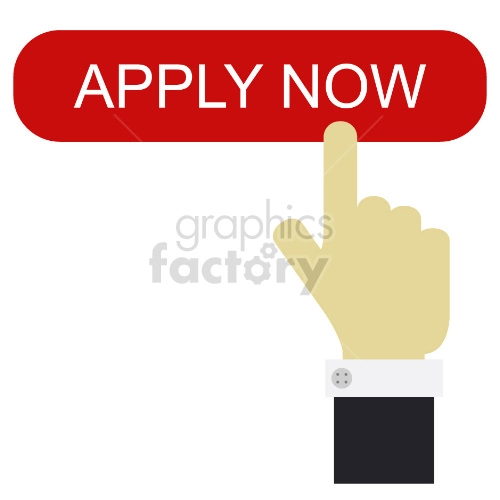 Illustration of a hand pointing to a red button with white text that reads 'APPLY NOW'.