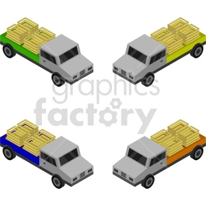 trucks isometric vector graphic bundle