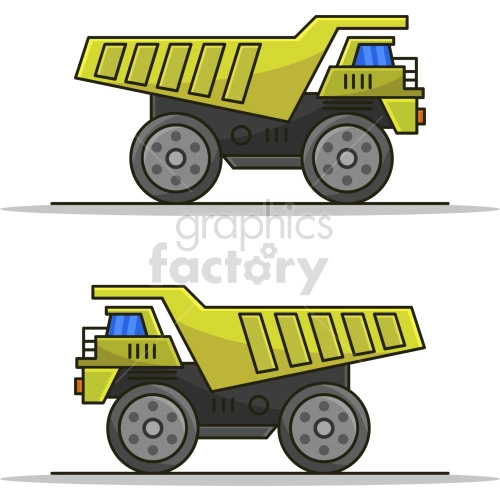 yellow heavy dump truck vector graphic bundle