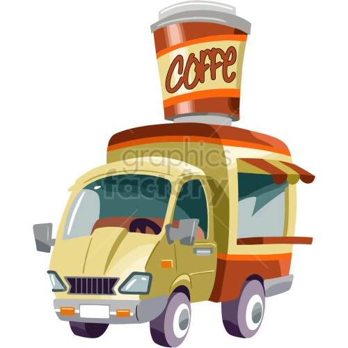 cartoon coffee truck clipart