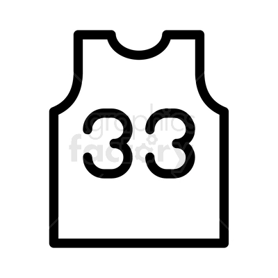 A simple black and white clipart image of a sports jersey with the number 33 on it.