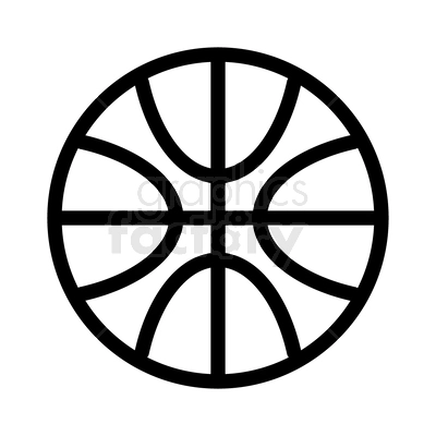 A simple black and white clipart image of a basketball.