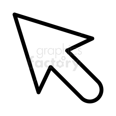 A simple, black and white clipart image of a computer mouse cursor arrow.