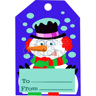 christmas name tag with snowman vector clipart