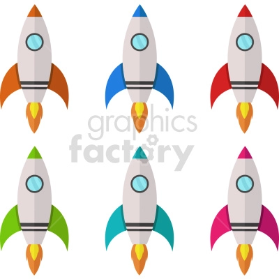 bundle of colorful cartoon rockets