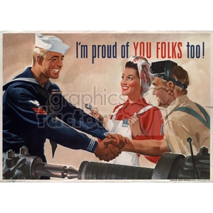 Vintage WWII Poster - Proud of Civilian Workers