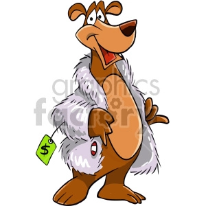 cartoon bear wearing fur coat