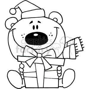 Christmas Bear in black and white
