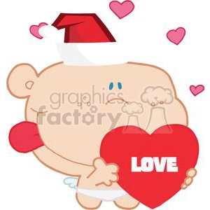 Romantic Chirstmas Cupid with Heart that spells Love on it