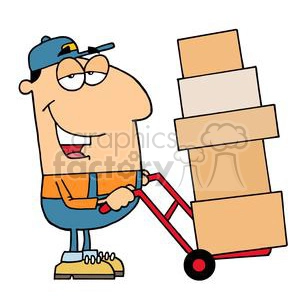  A Guy Moving Boxes With A Red Dolly