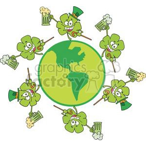 Six Happy Shamrocks Makes Toast with Green Beer Dancing Around The Globe