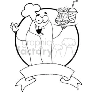 Banner Hot Dog Chef Holder Plate Of Hamburger And French Fries