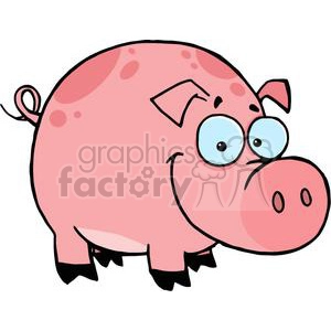 A cartoon pig with big eyes