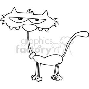 Funny Cartoon Cat with Long Neck