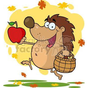 Cheerful Cartoon Hedgehog Enjoying Autumn Harvest