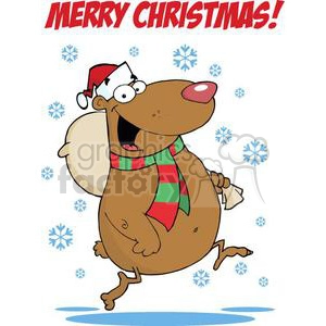 3320-Happy-Santa-Bear-Runs-With-Bag-In-The-Snow