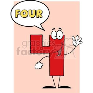 Funny-Number-Guy-Four-With-Speech-Bubble