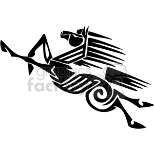 Abstract clipart image featuring a stylized winged figure, possibly representing a mythical or fantastical creature in a dynamic pose.