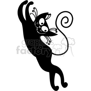vector clip art illustration of black cat 094