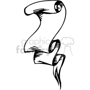 Black and white clipart image of a scroll or parchment paper with a rolled-up end