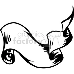 A black and white clipart image of a scroll or banner, with a slightly curled design at the ends. The illustration is simple and hand-drawn with bold lines.