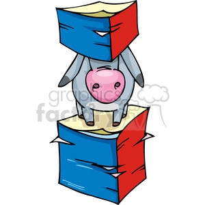 Democrat mascot stuck between documents