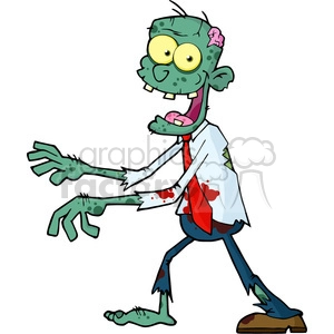 5080-Blue-Cartoon-Zombie-Walking-With-Hands-In-Front-Royalty-Free-RF-Clipart-Image