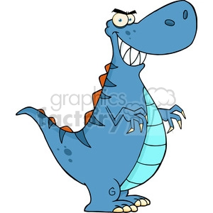 Comical Blue Cartoon Dinosaur with Funny Expression