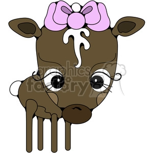 Cute Brown Calf with Pink Bow