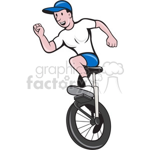 man on unicycle arms out front