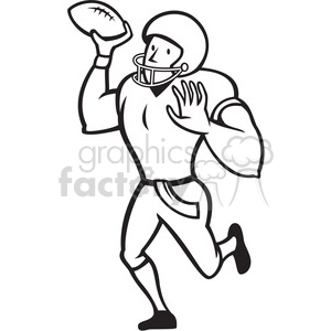american football quarterback pass black white