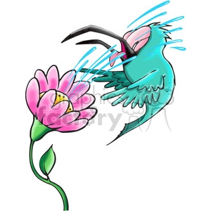 cartoon bird getting squirted by a flower