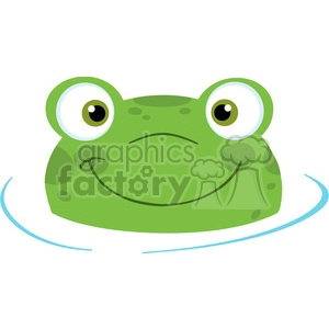 Cute Cartoon Frog Face with Water Ripples