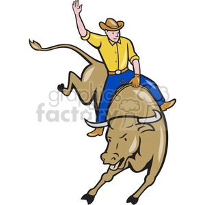 rodeo cowboy bull riding front