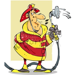 cartoon firefighter with water hose