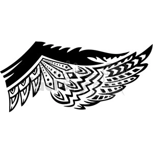 Black and white abstract tribal wing design with intricate patterns.