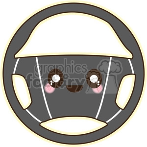 Steering wheel cartoon character vector clip art image