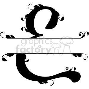 Elegant black ornamental design with swirls and floral motifs, divided by a horizontal blank space perfect for text or inscriptions.