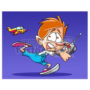 image of boy being chased by radio controlled plane avion a control remoto