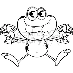 Wealthy Cartoon Frog with Euro Eyes Holding Cash