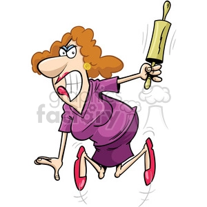 angry lady with rolling pin