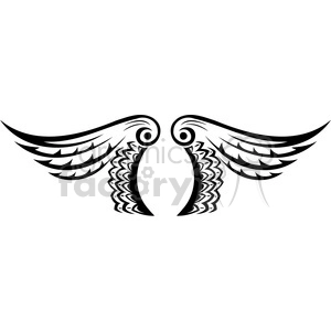 Stylized black and white tribal wing tattoo design.