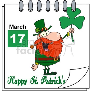 Royalty Free RF Clipart Illustration St Patricks Day Calendar