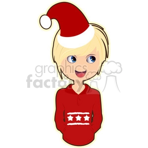 Christmas boy cartoon character vector clip art image